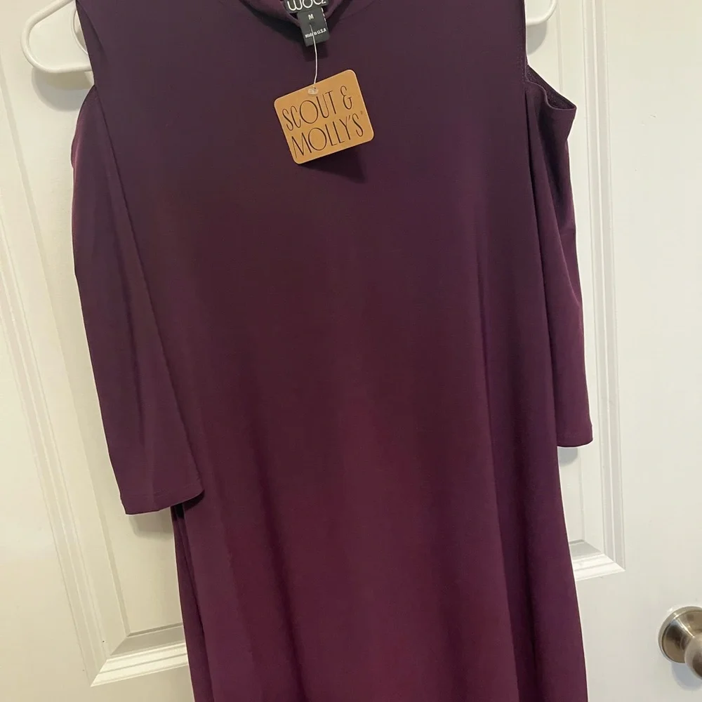 Scout and Molly Dress - Mock Neck Dress in Medium- Eggplant- NWT - Picture 1 of 8